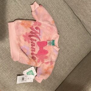 Girls' Disney Baby Pink Plush Sweater with Bow Detail